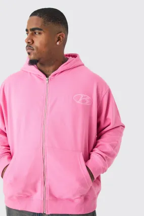 Plus Oversized Zip Through Hoodie | boohooMAN UK