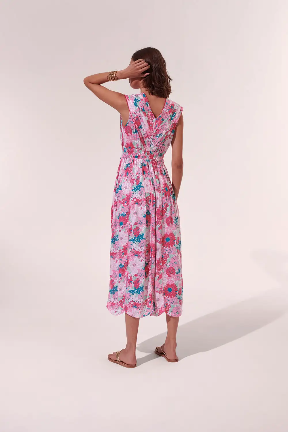 Poupette St. Barth - Long Dress Agnes - Pink Flower Mix