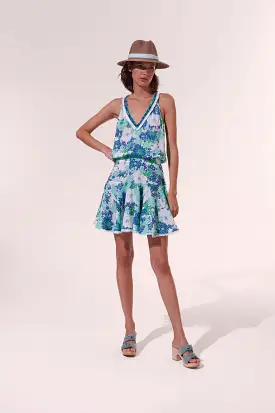 Poupette St. Barth - Mini Dress Agathe - Aqua Flower Mix