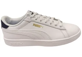 Puma Mens Smash 3.0 L Comfortable White Lace Up Sneakers