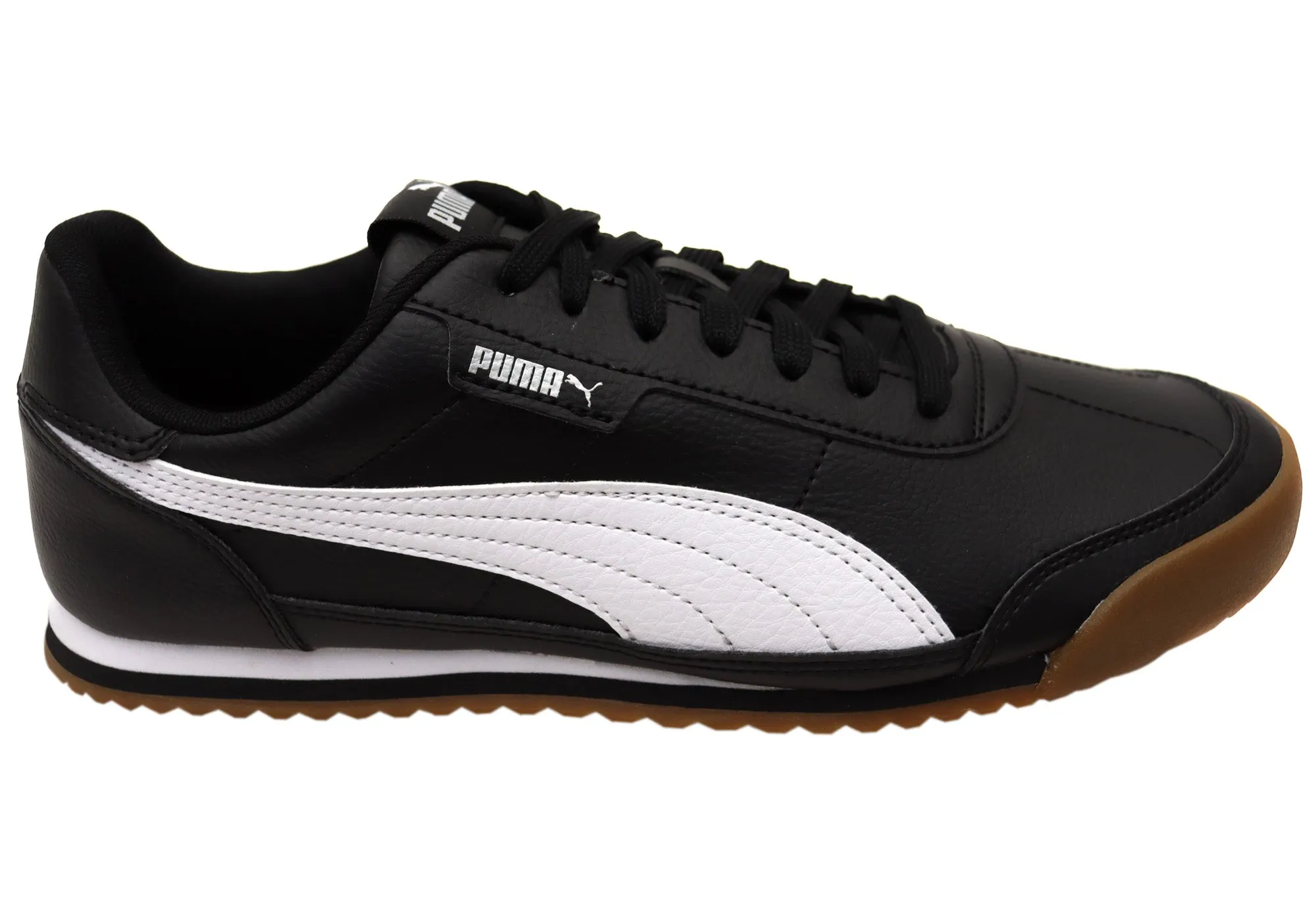 Puma Mens Turino II Comfortable Black White Lace Up Sneakers