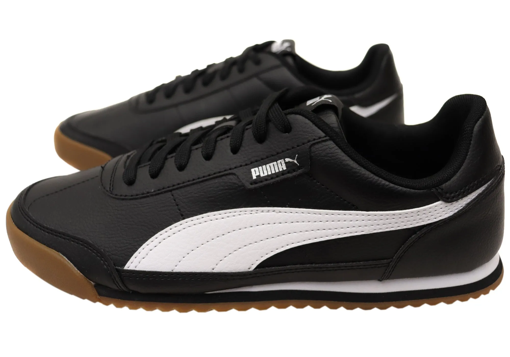 Puma Mens Turino II Comfortable Black White Lace Up Sneakers