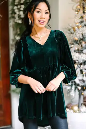 Put Yourself First Emerald Green Velvet Tunic