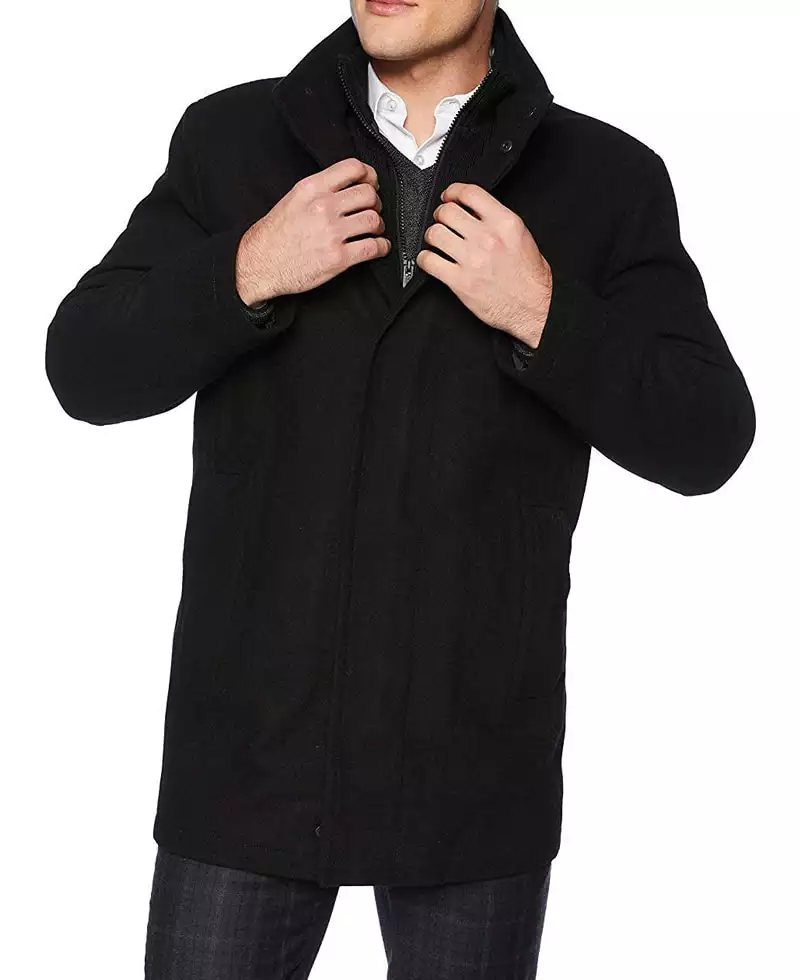 Rafferty Men's Black Modern Fit Wool Car Coat