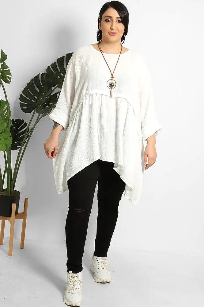 Relaxed Fit Waffle Cotton Babydoll Tunic