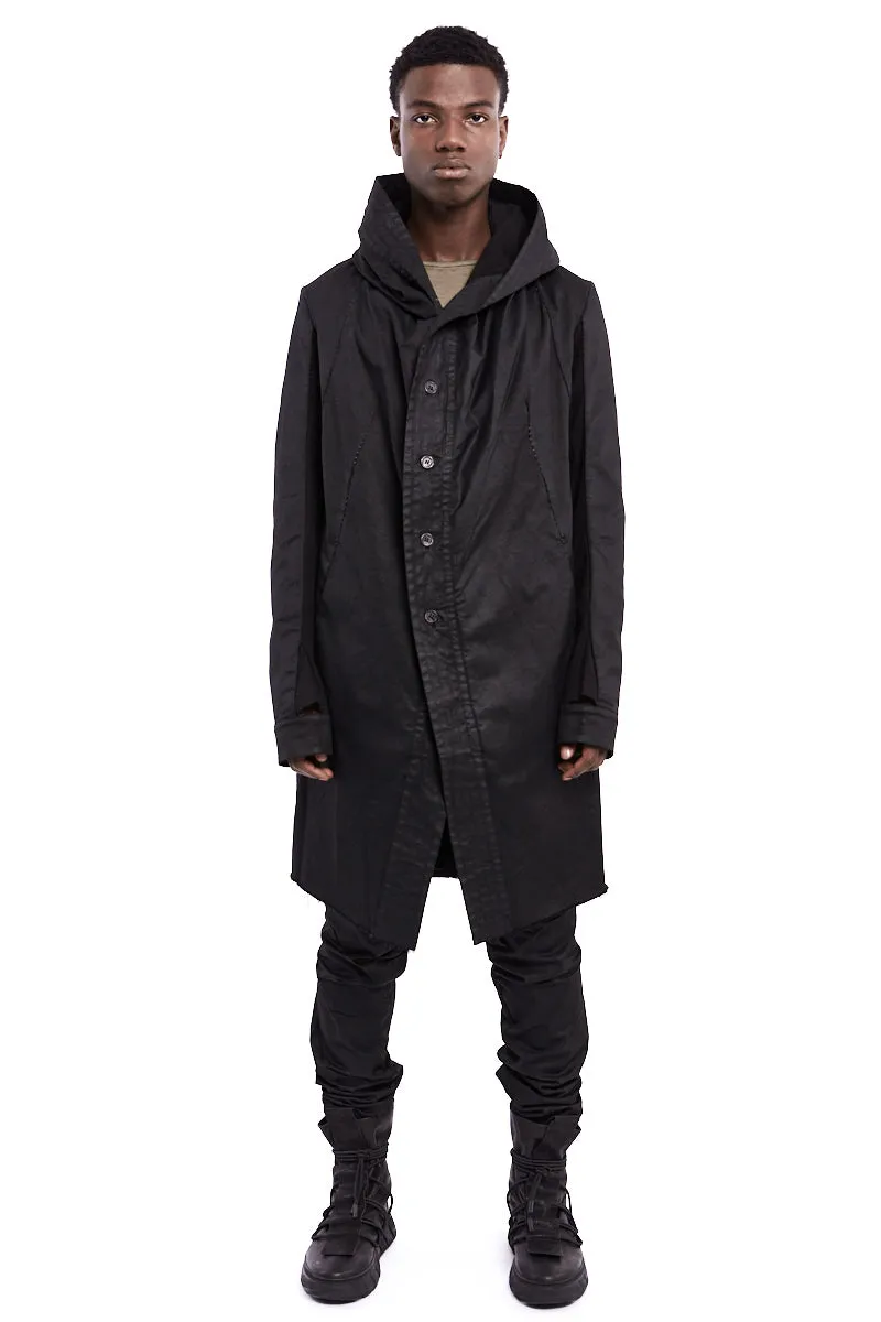 RESINATED COTTON JERSEY LINED PARKA