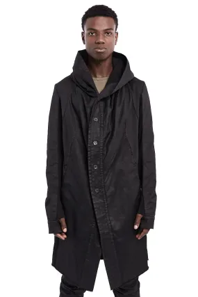 RESINATED COTTON JERSEY LINED PARKA