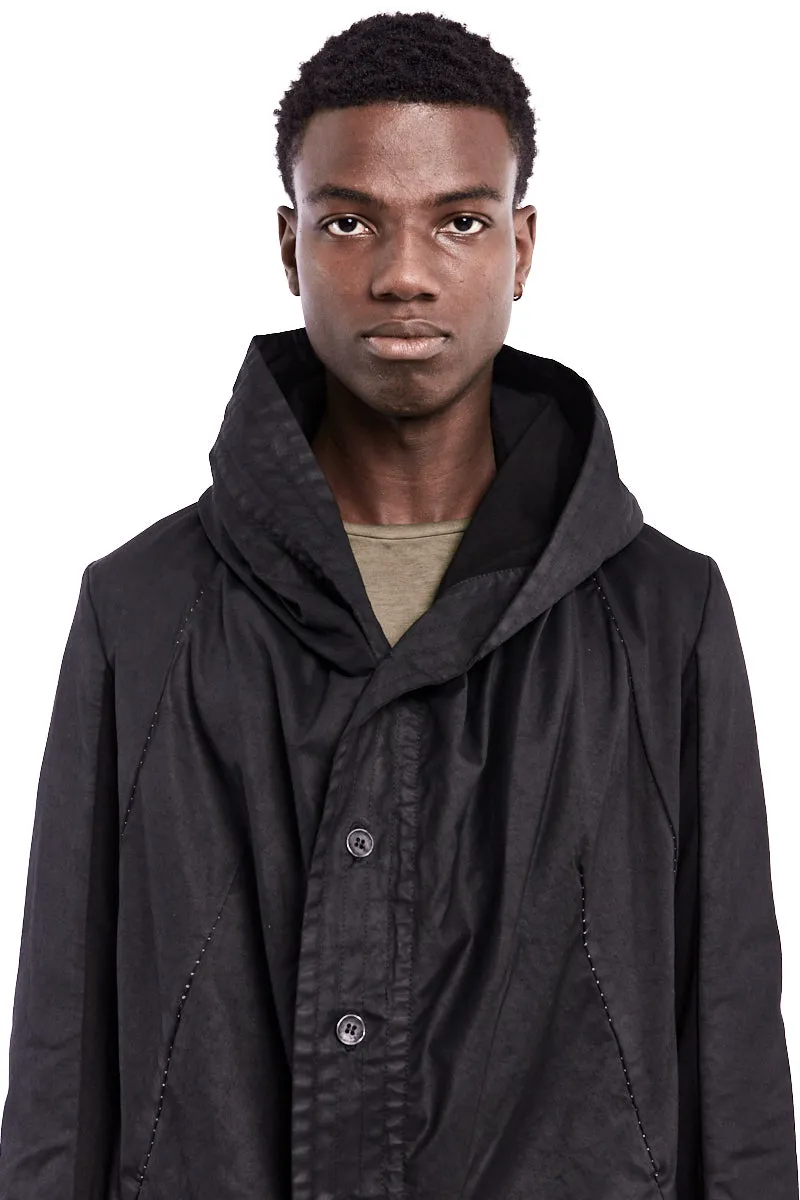 RESINATED COTTON JERSEY LINED PARKA