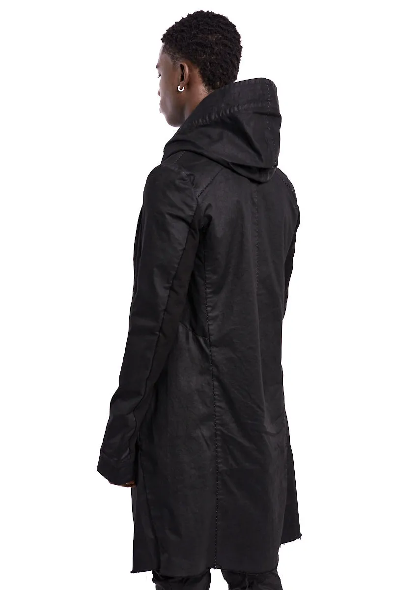 RESINATED COTTON JERSEY LINED PARKA