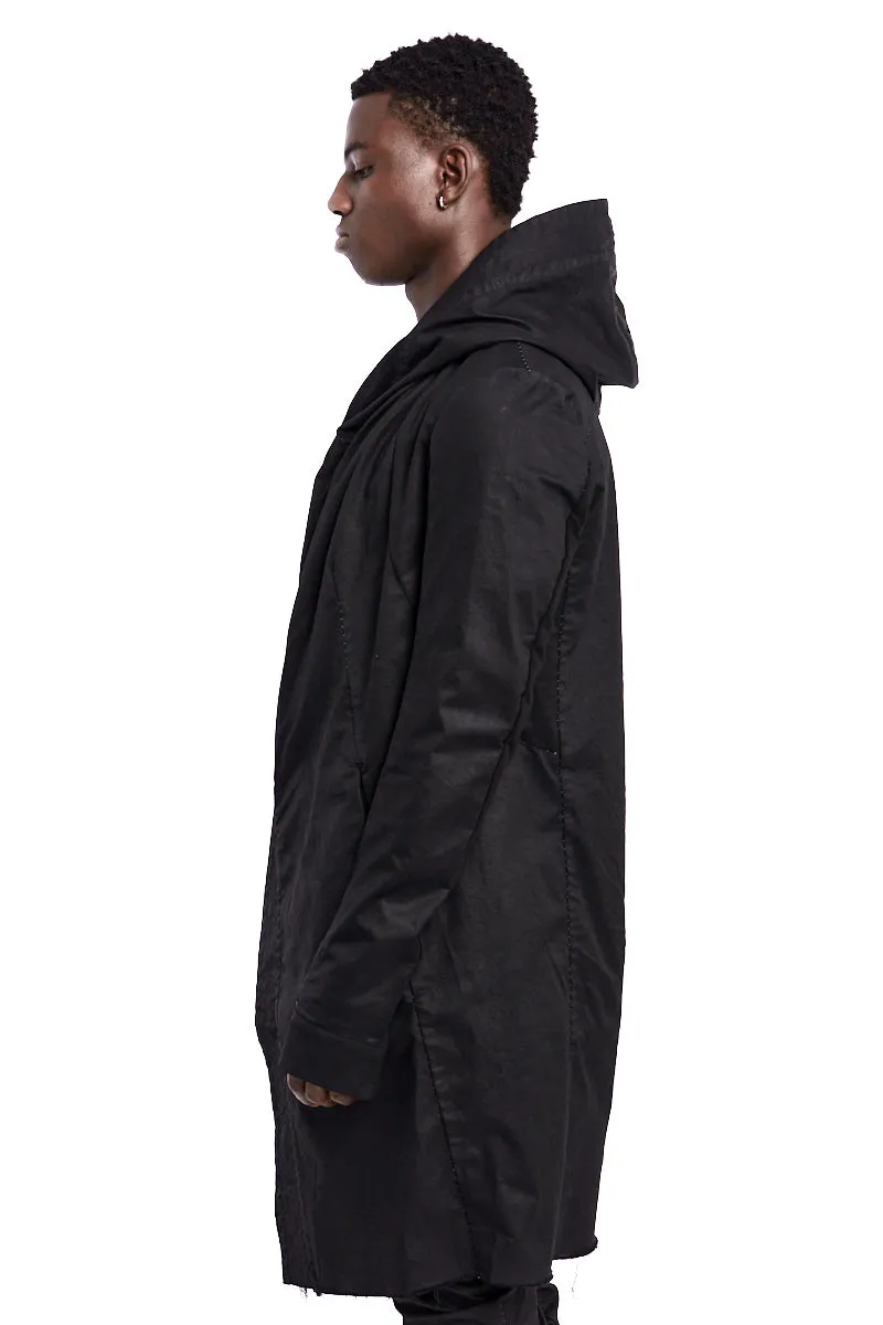 RESINATED COTTON JERSEY LINED PARKA