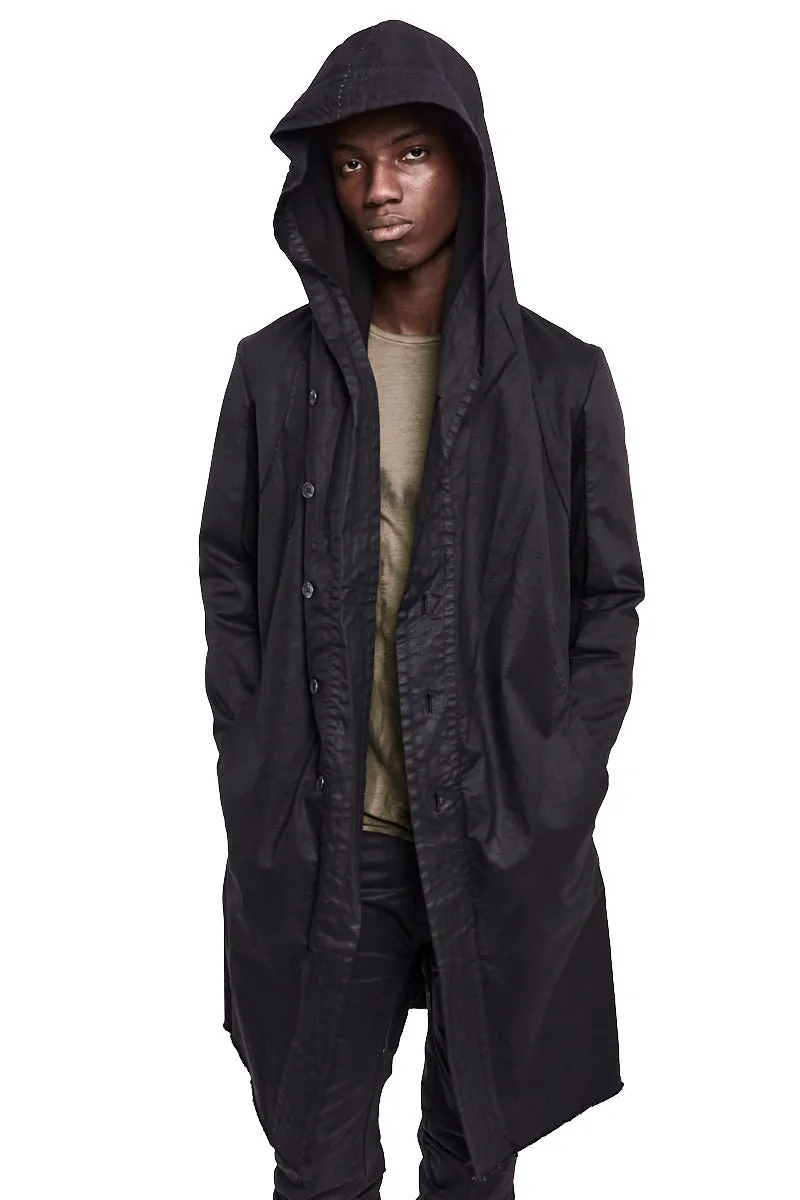 RESINATED COTTON JERSEY LINED PARKA