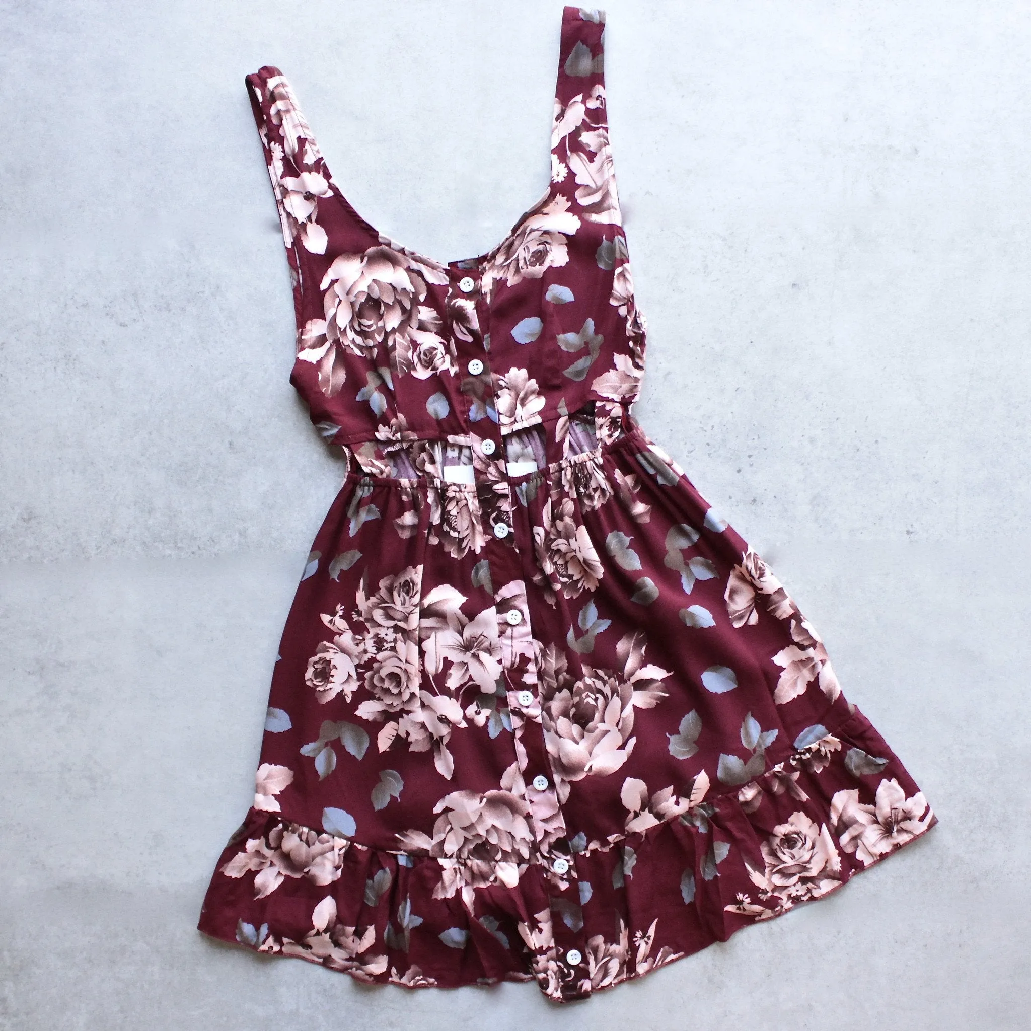 Reverse - Long Weekend Autumn Floral Dress in Burgundy