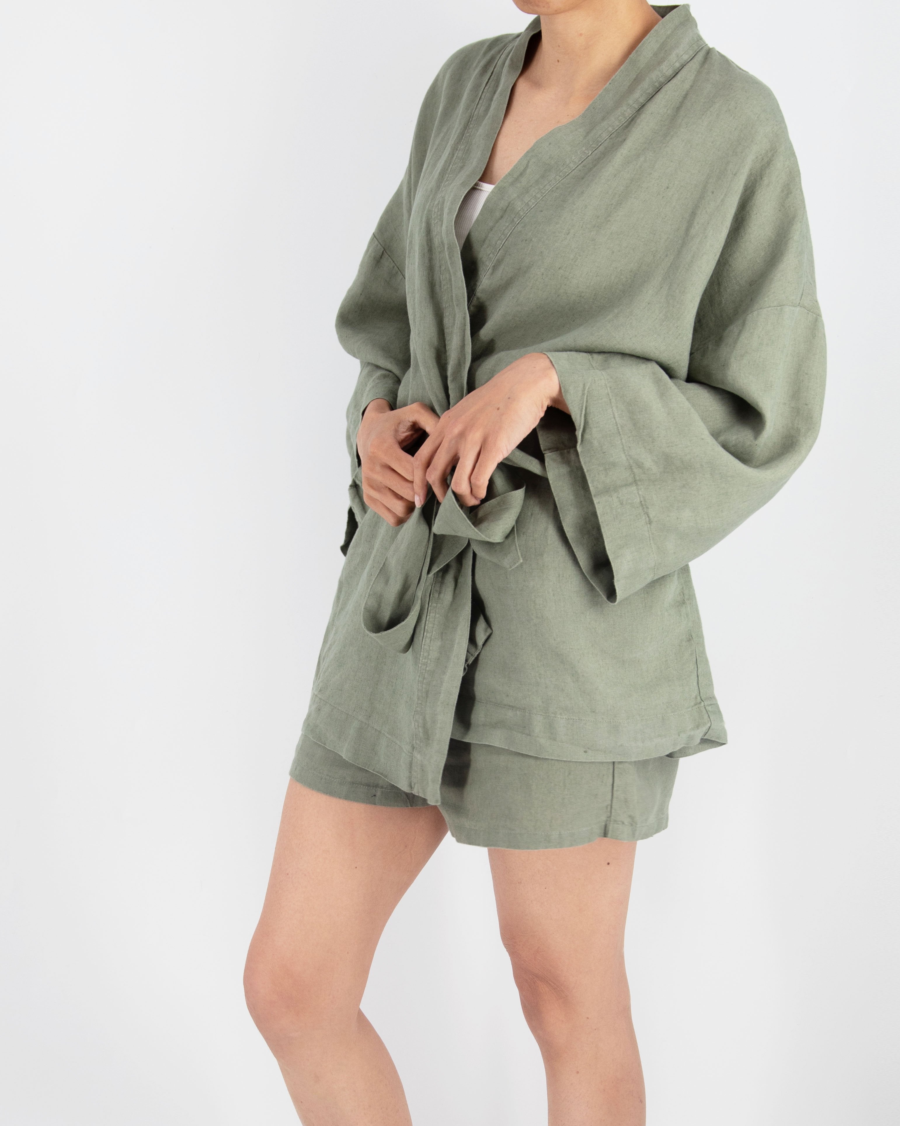 Rie Short Linen Kimono Set