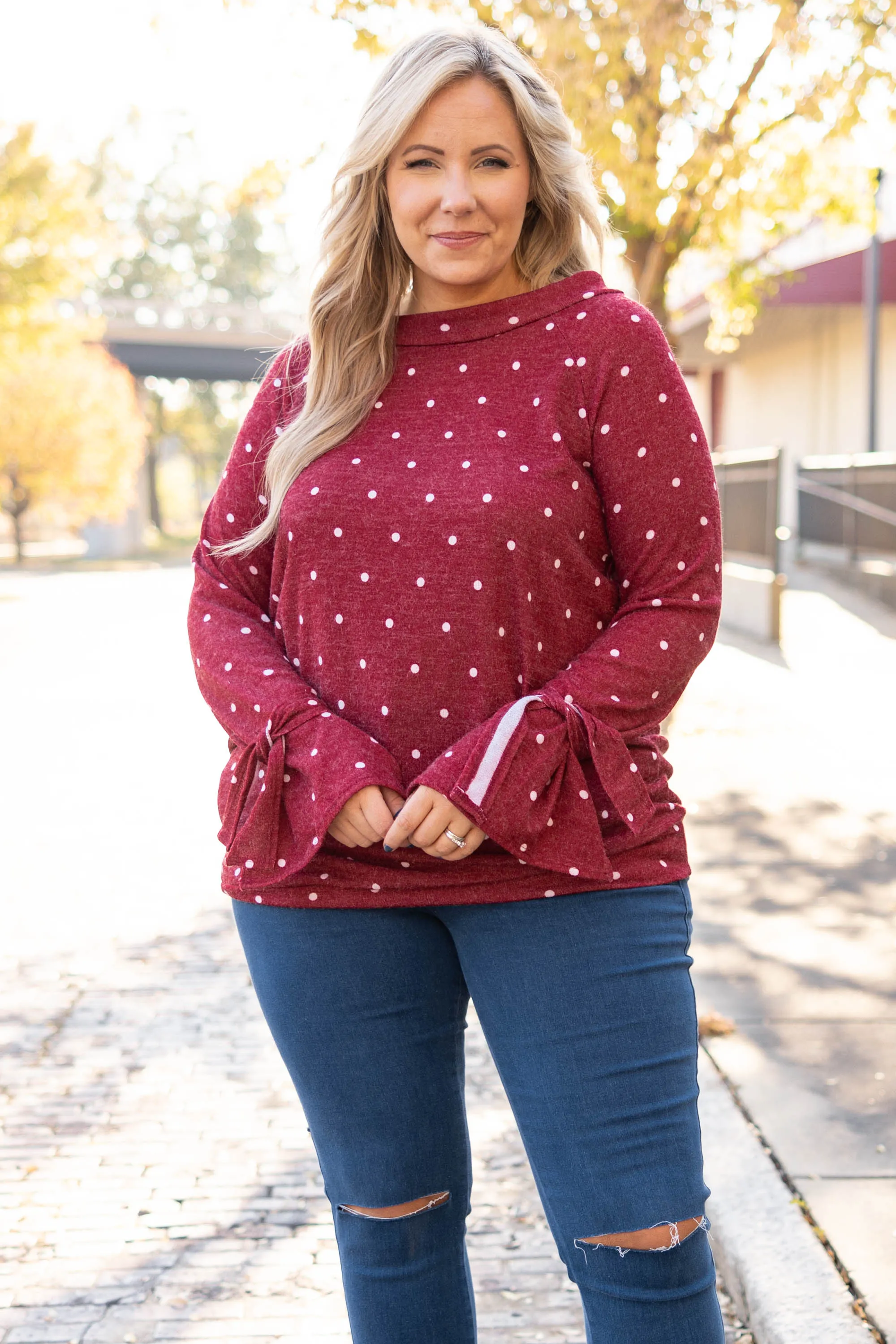 Right On The Dot Tunic, Burgundy