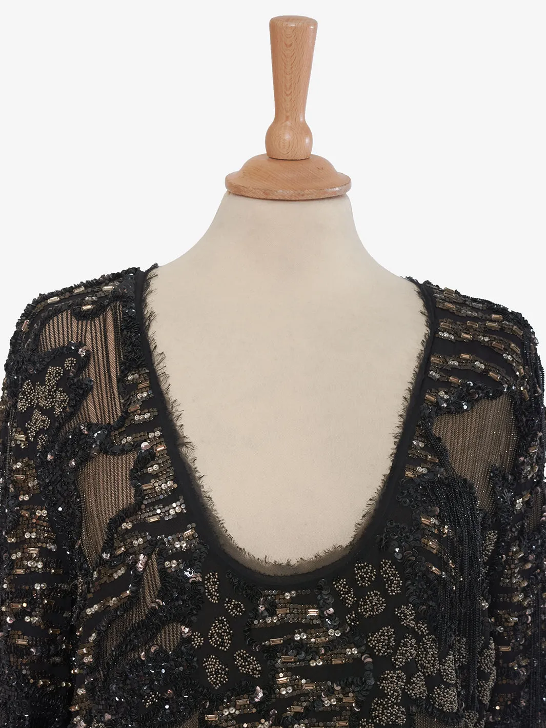 Roberto Cavalli Black silk dress embroidered with appliqués