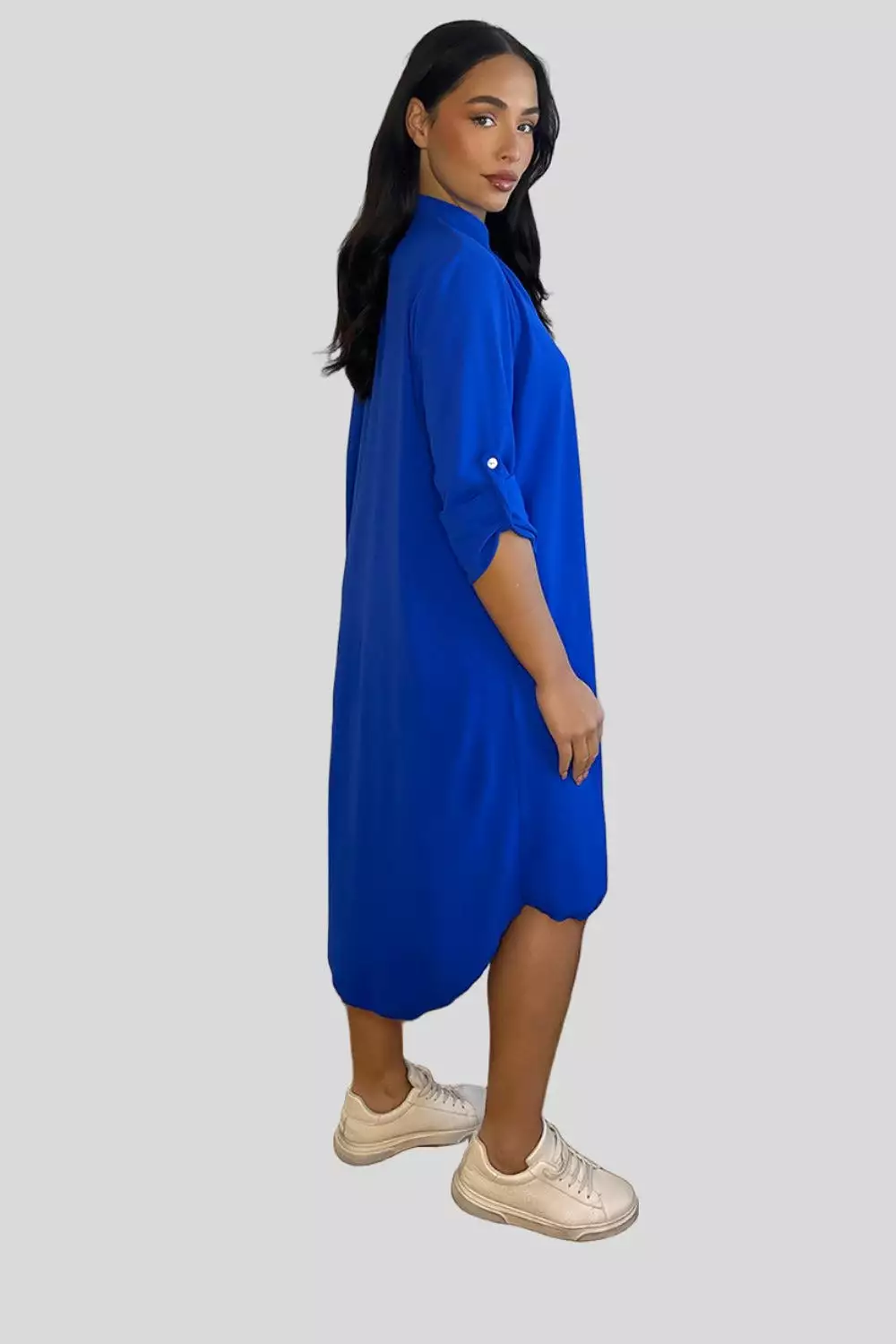 Rolled Up Sleeves Tunic Dress