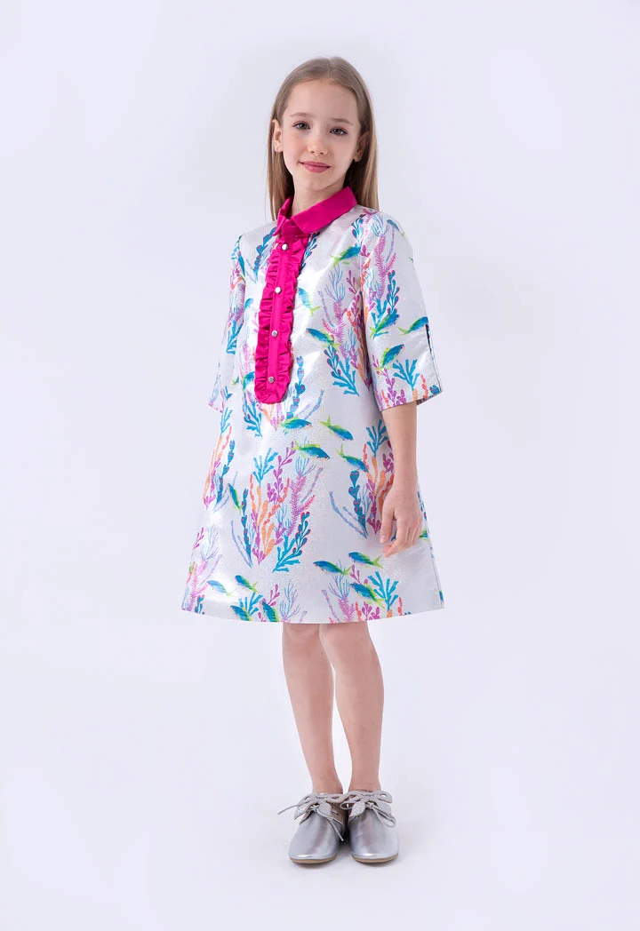 Ruffle Placket Shirt Dress