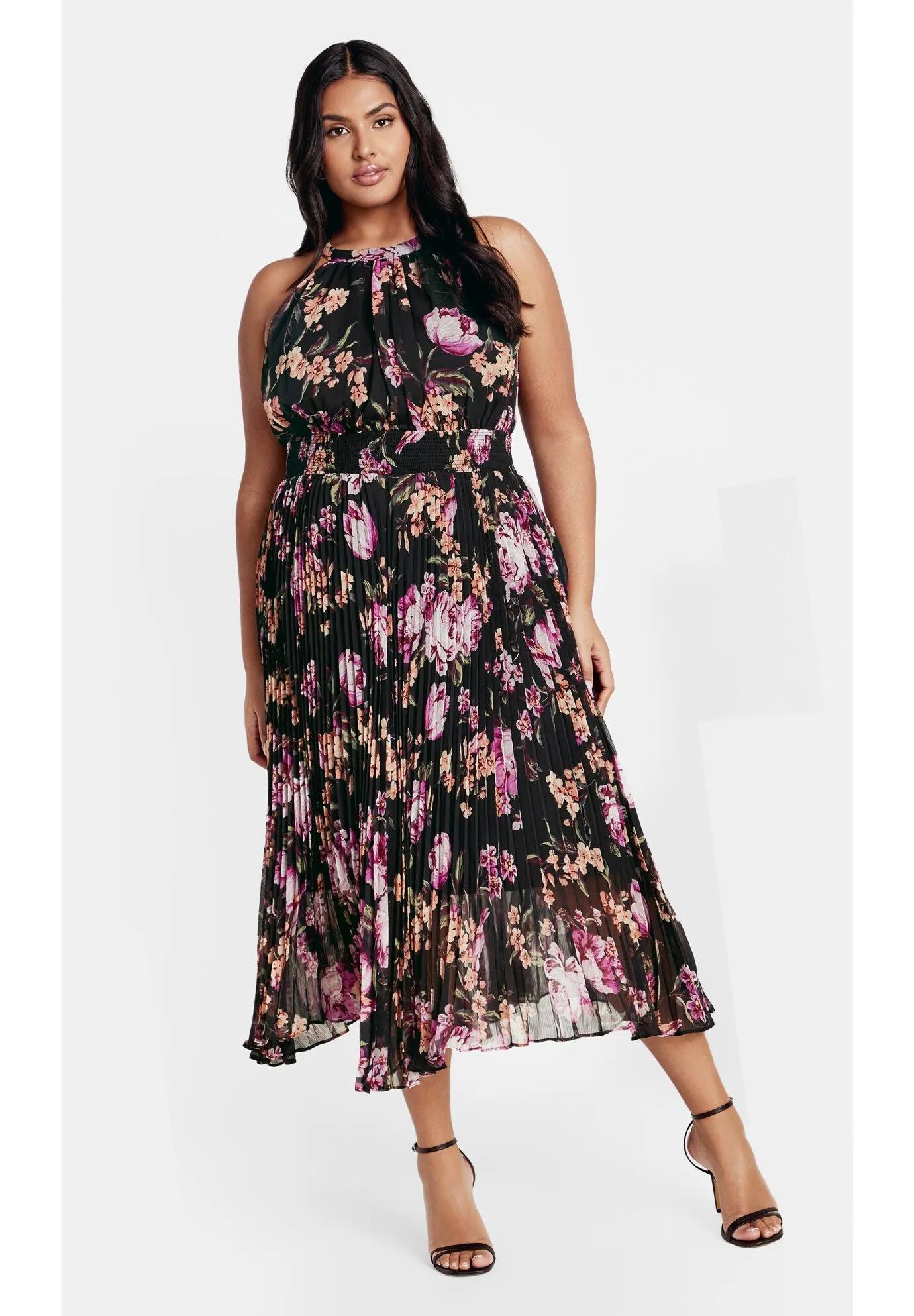 Sabine Print Dress - black petal