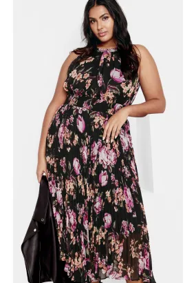 Sabine Print Dress - black petal