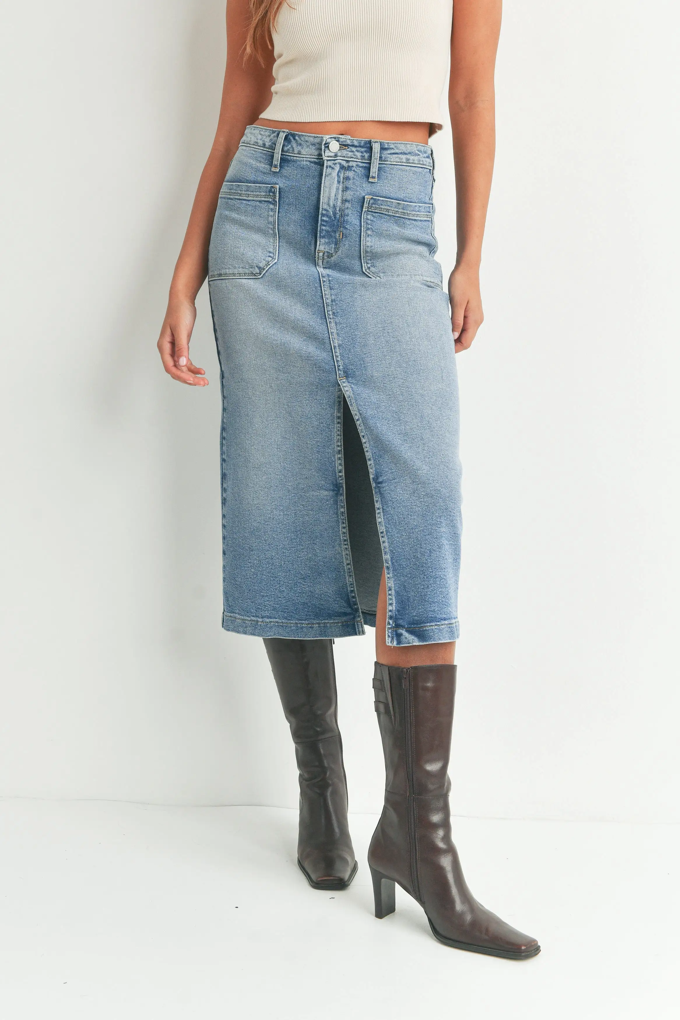 Sasha Denim Midi Skirt