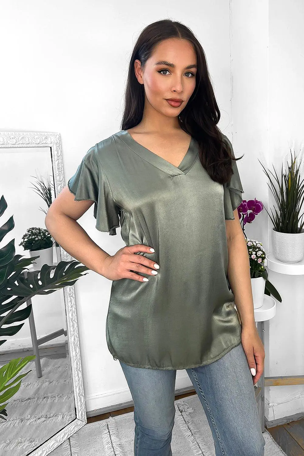 Satin Finish V-Neck Tunic