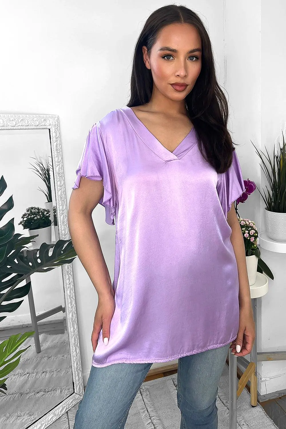 Satin Finish V-Neck Tunic