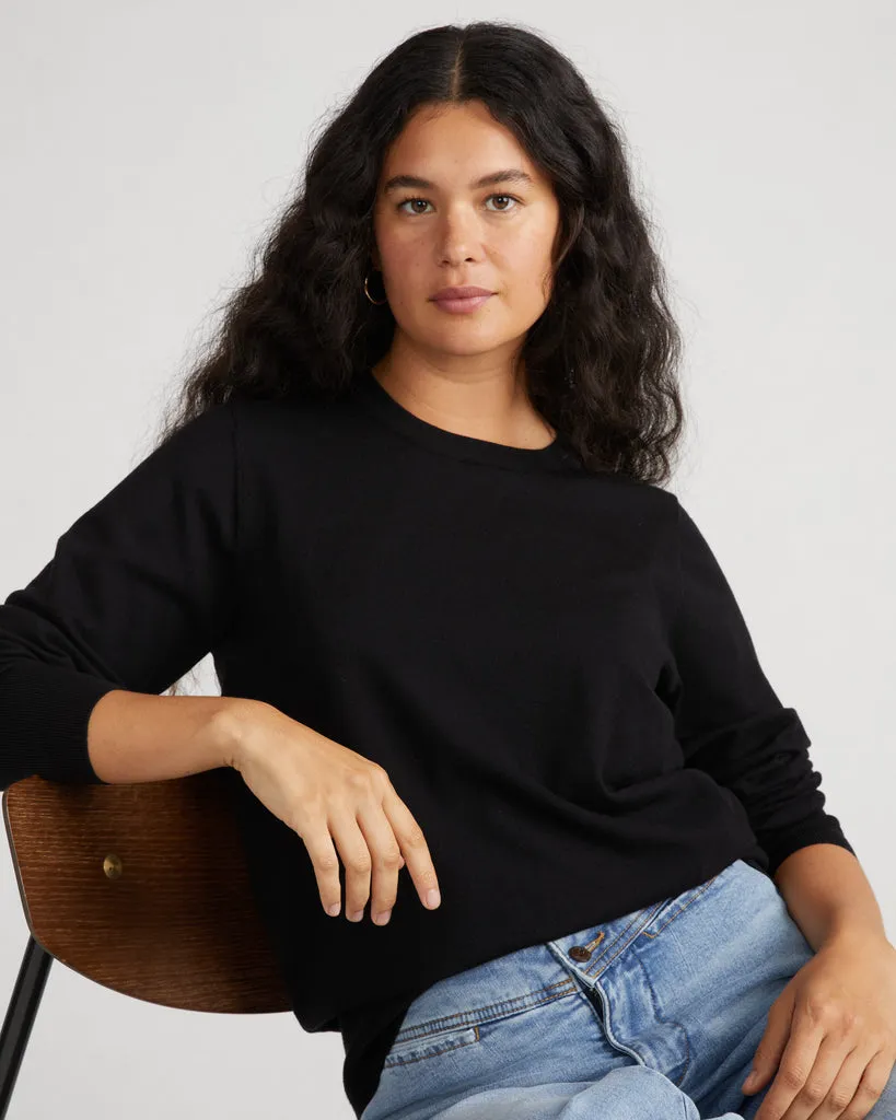 Savvy Fine Knit Crew Sweater - Black