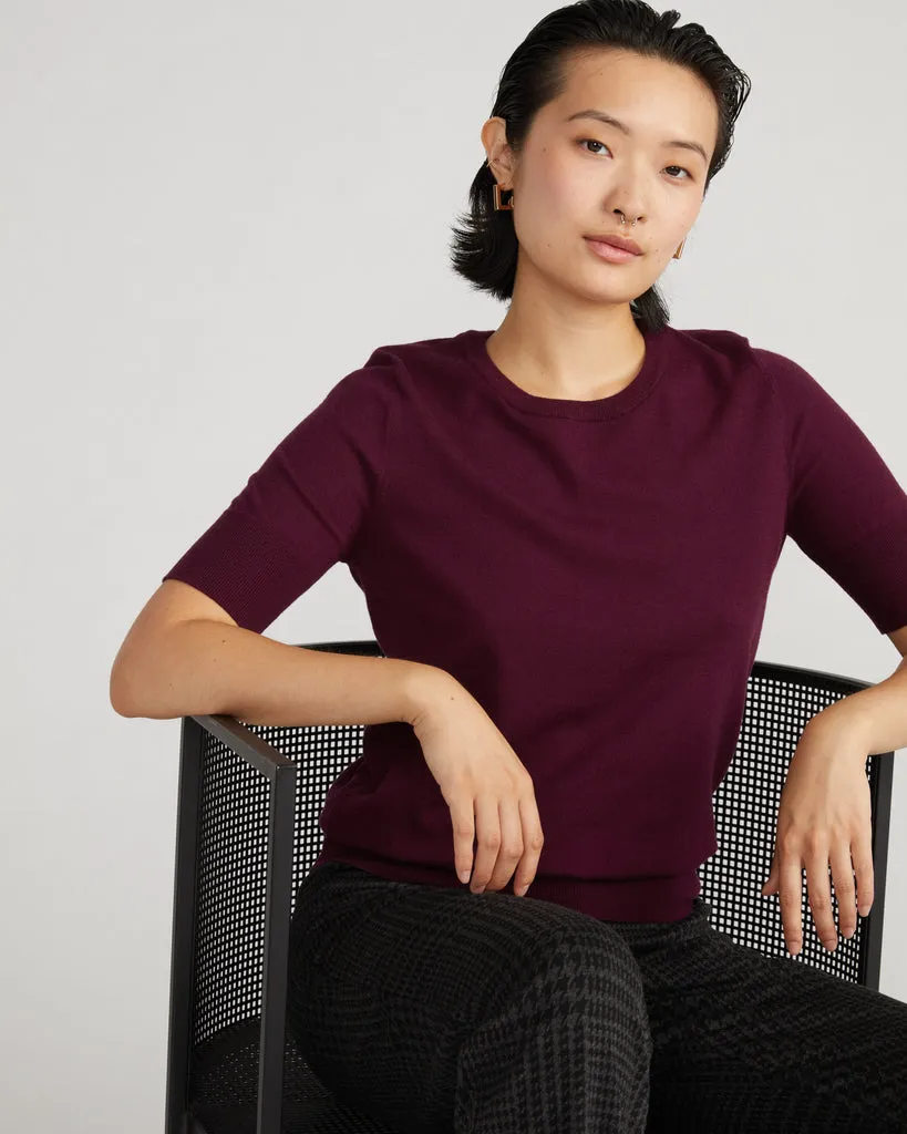 Savvy Fine Knit Sweater Top - Black Cherry