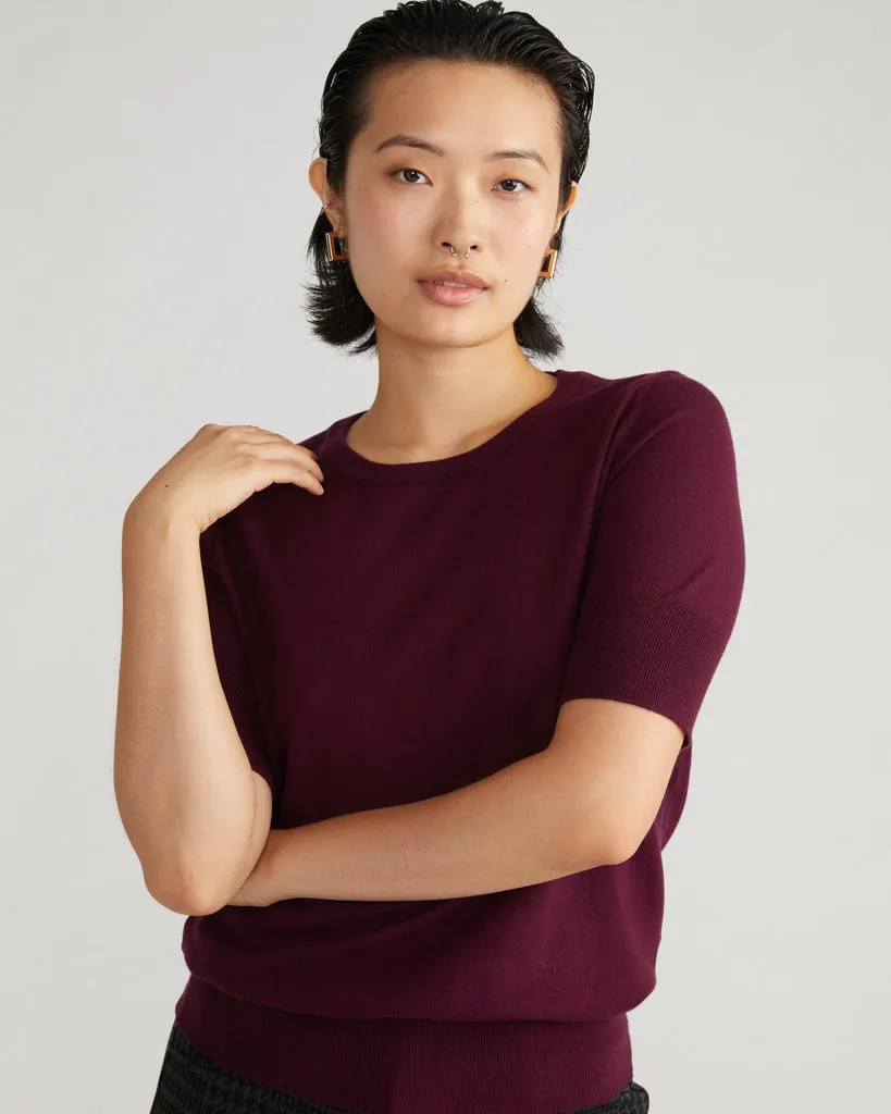 Savvy Fine Knit Sweater Top - Black Cherry