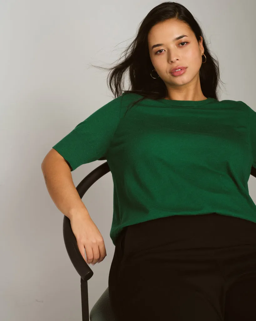 Savvy Fine Knit Sweater Top - Kelly Green