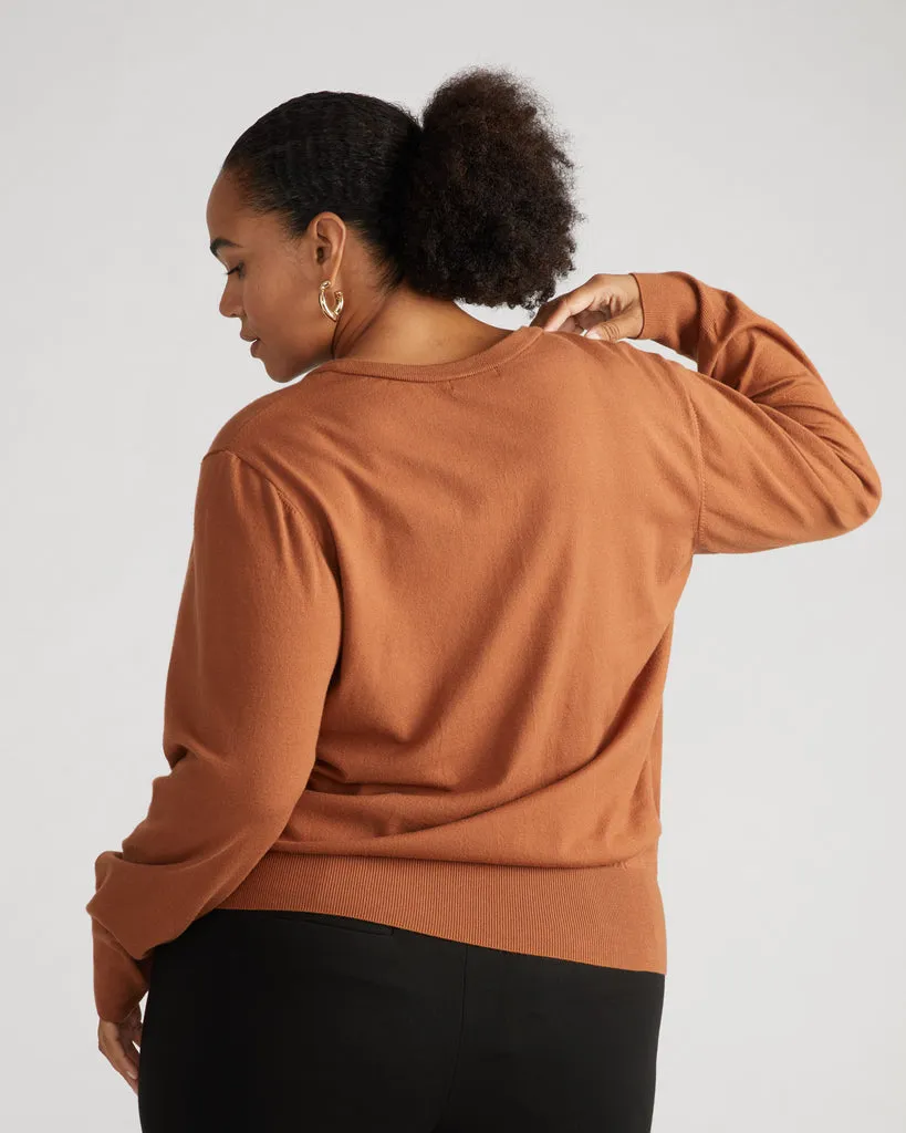 Savvy Fine Knit V Sweater - Affogato