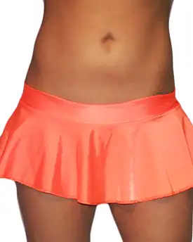 Sexy Extreme Neon Orange Ruffle 9 Inch Mini Skirt