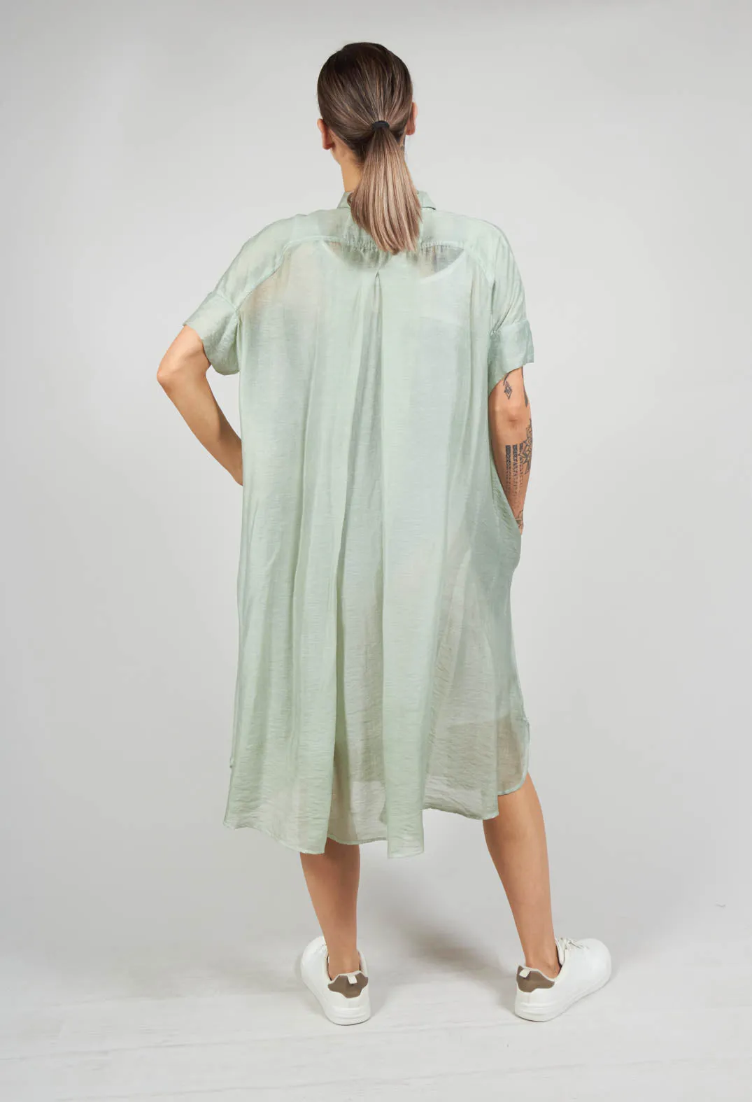 Sheer Shirt Dress in Sky