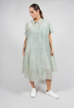 Sheer Shirt Dress in Sky