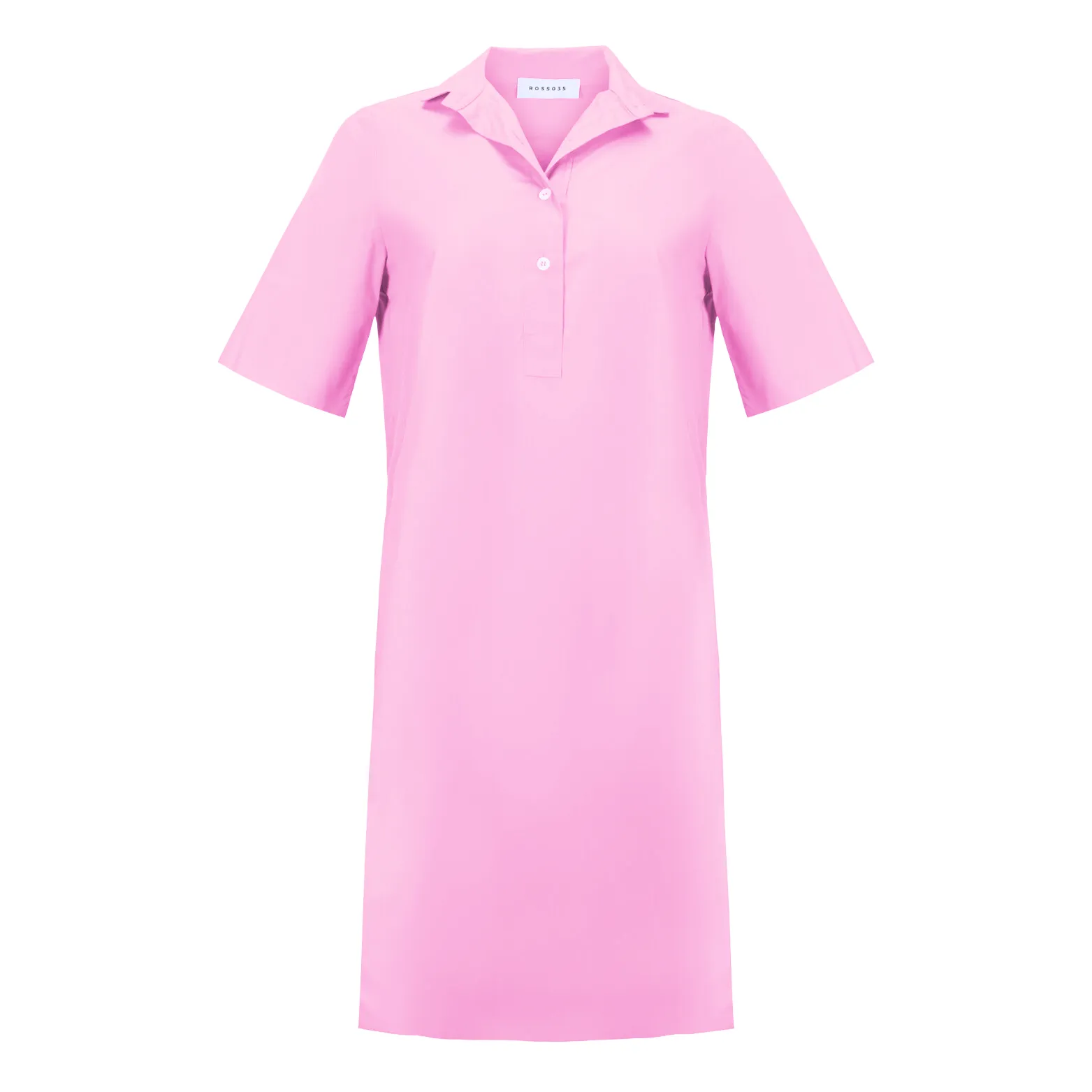 Short Sleeve Shirt Dress - Pink