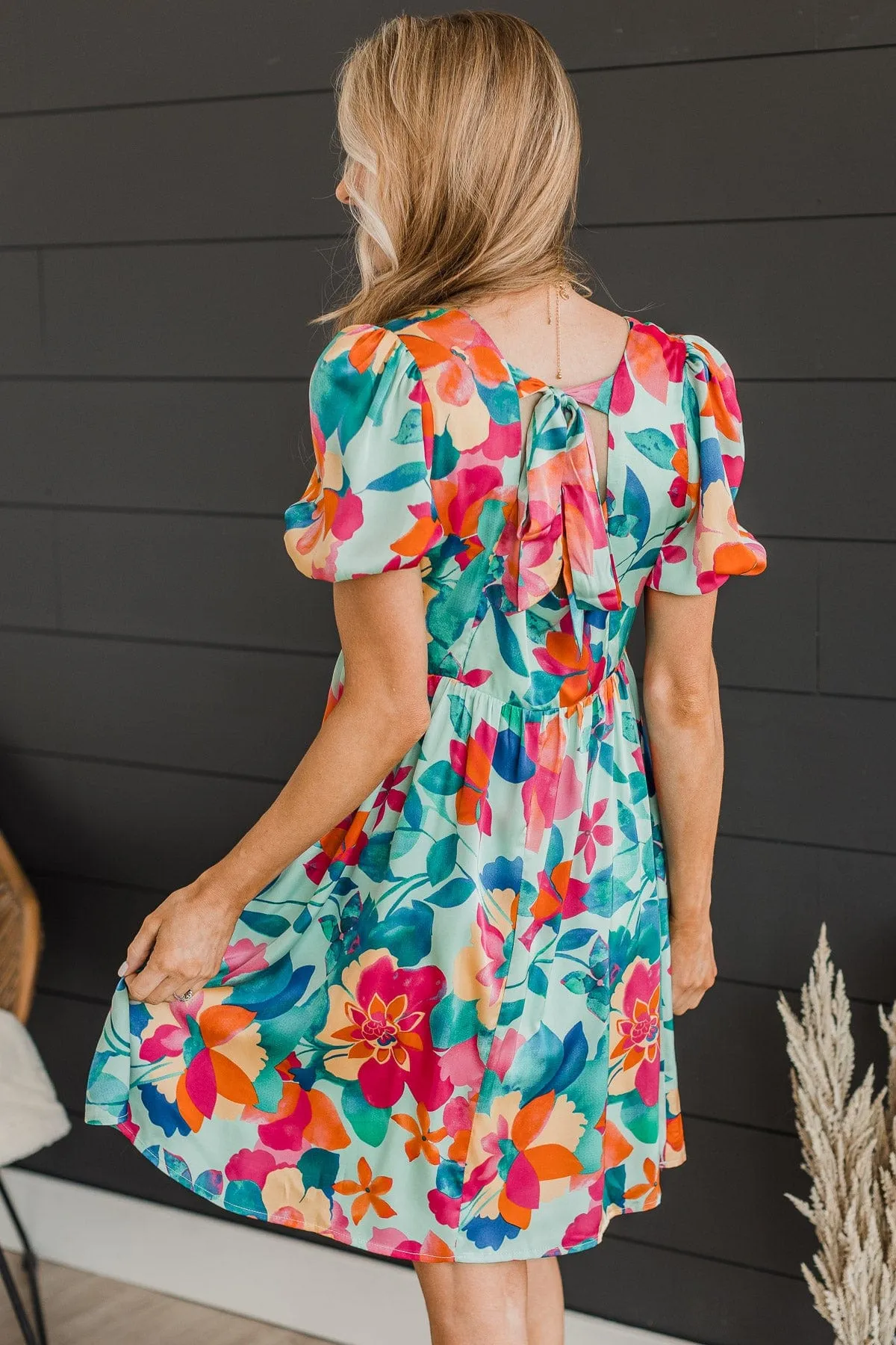 Simply Adored Floral Dress- Mint