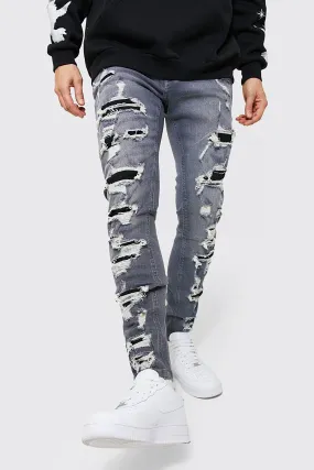 Skinny Stretch All Over Rip & Repair Jeans