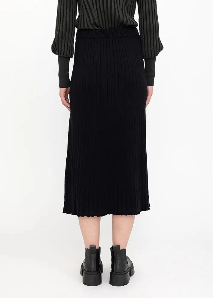 Soft Rebels Mary Midi Skirt Knit SR522-200 Nederdel - Black