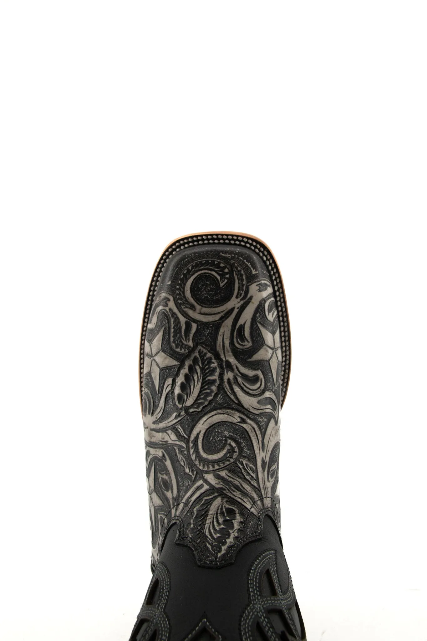 Star Hand Tooled Natural Square Toe Cowboy Boot FINAL SALE