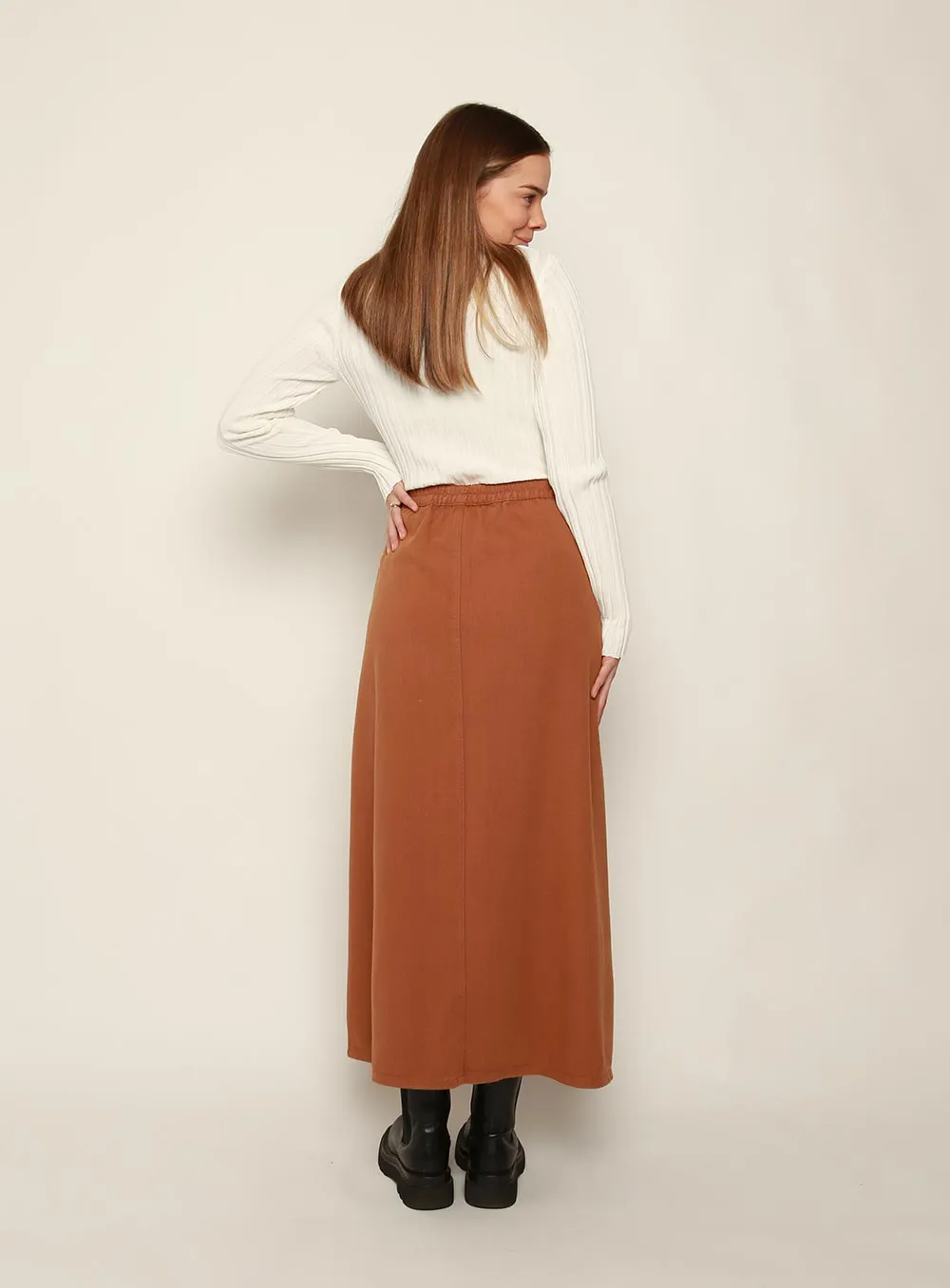 Stassy Midi Skirt-TAN