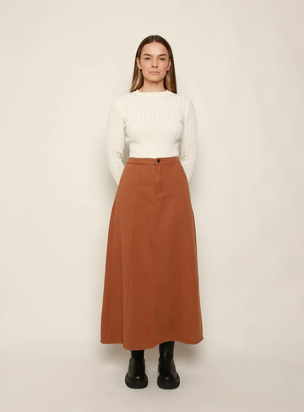 Stassy Midi Skirt-TAN