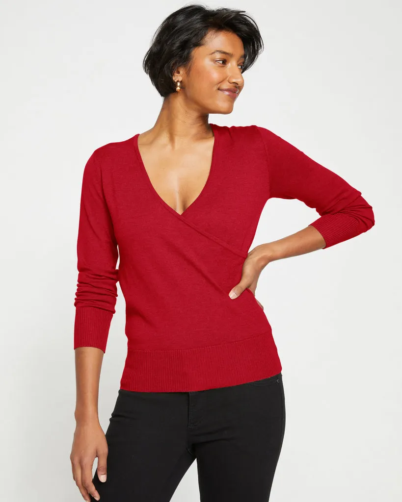 Statement Wrap Sweater - Vermilion Red