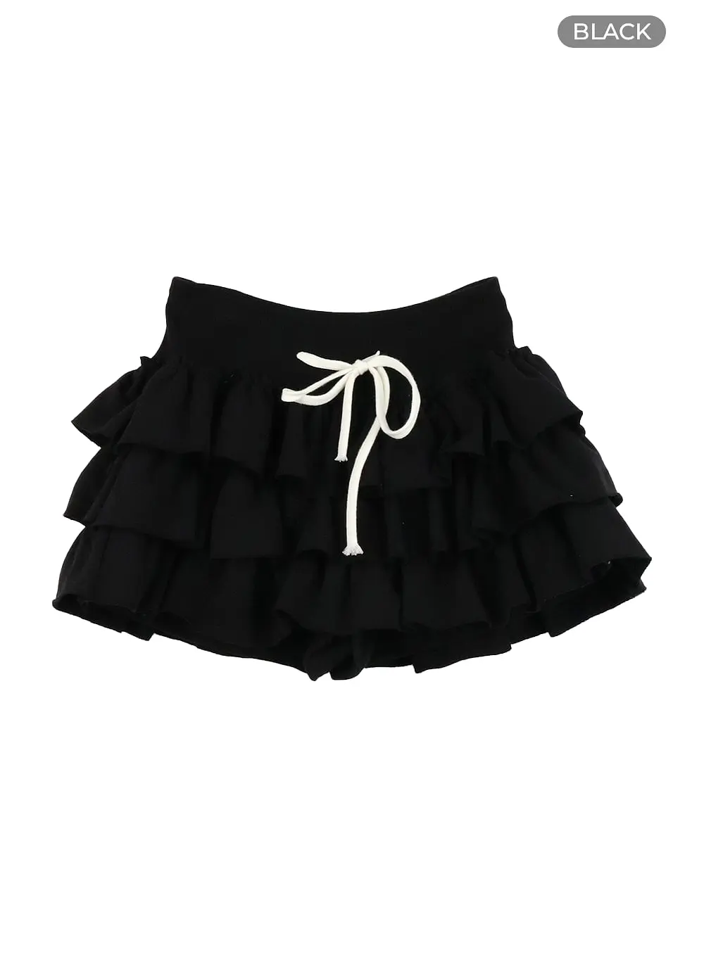 String Waist Ruffle Mini Skirt IA417