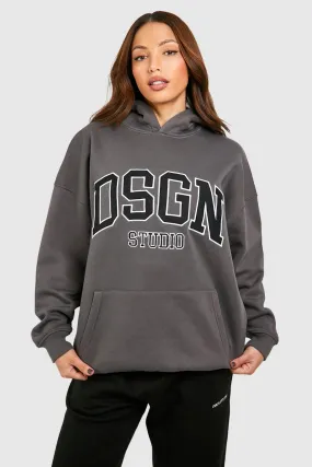 Tall Dsgn Studio Twill Applique Oversized Hoodie