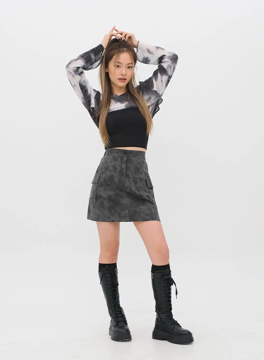 Tie Dye Cargo Mini Skirt CM11