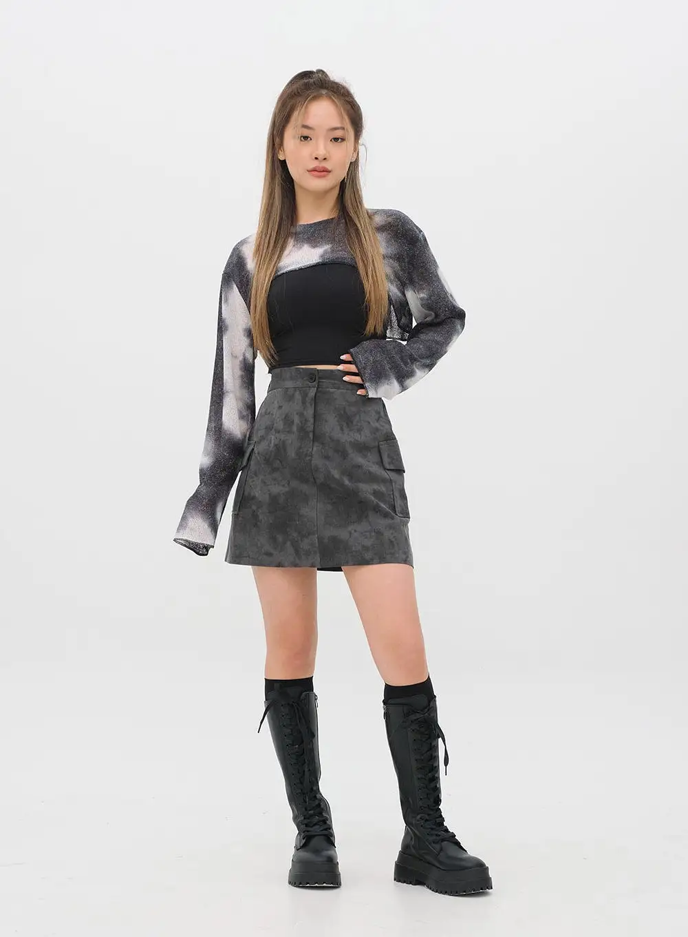 Tie Dye Cargo Mini Skirt CM11