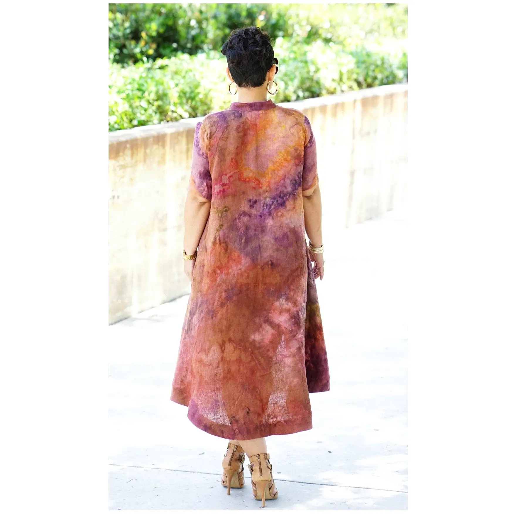 Tie Dye High-Low Shirt Dress