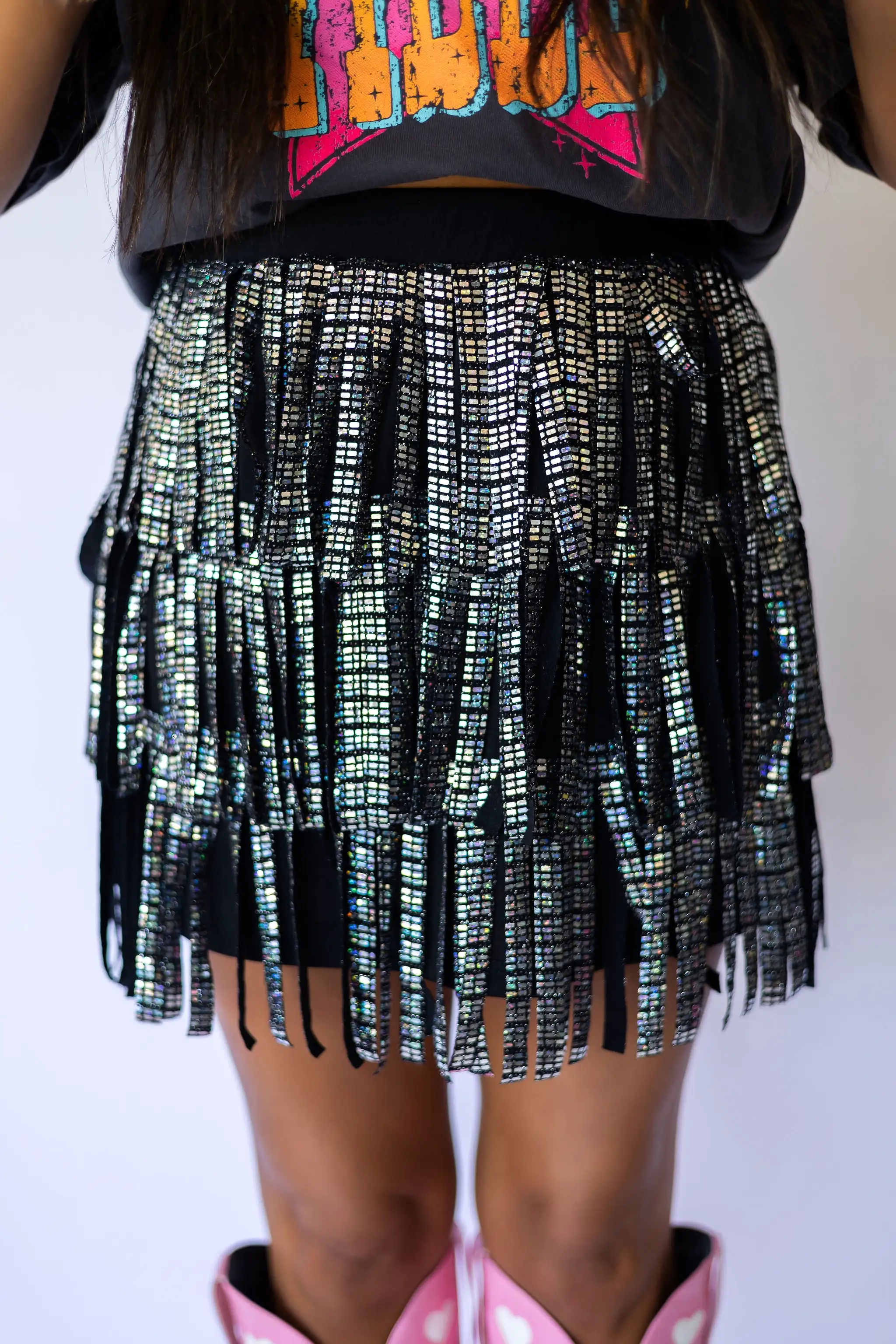 Tiered Fringe Mini Skirt