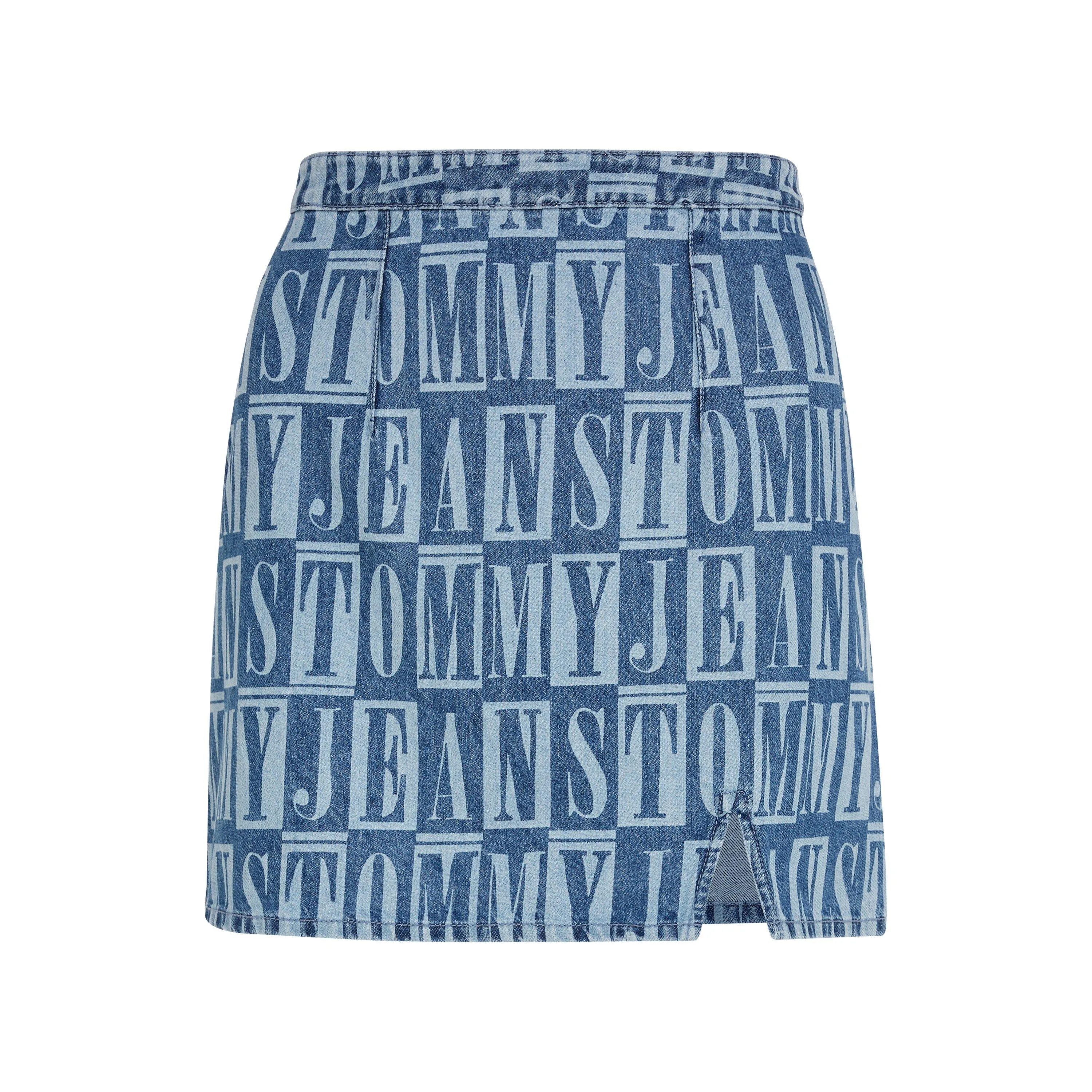 Tommy Jeans Spell Out Print Denim Mini Skirt