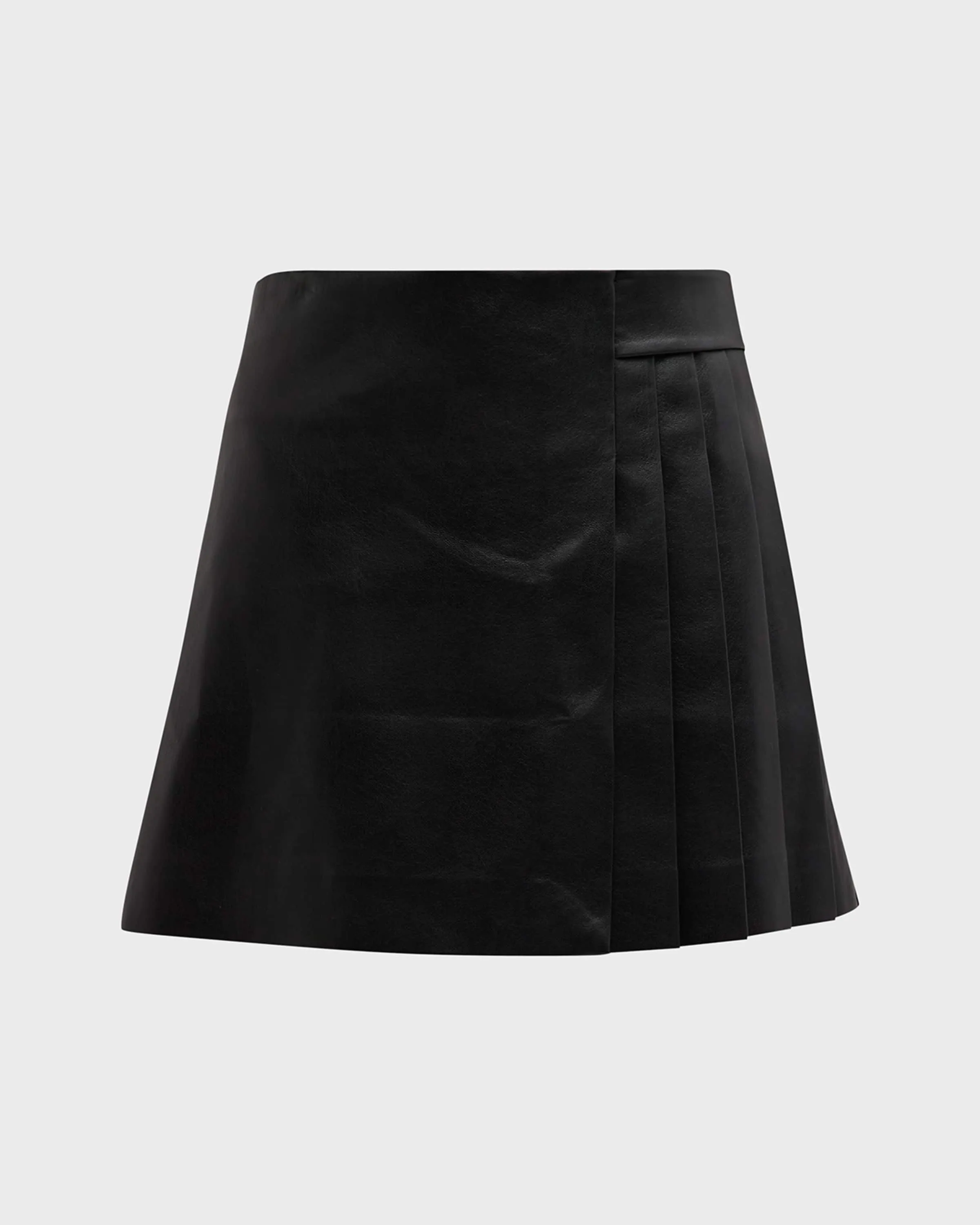 Toni Vegan Leather Asymmetric Pleated Mini Skirt